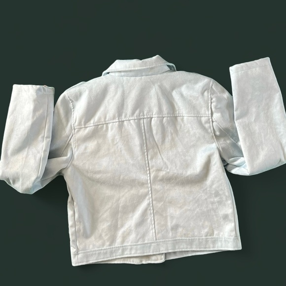 Outer Edge Ice Blue Faux Suede Edgy Moto Jacket Sz XL - Picture 5 of 14